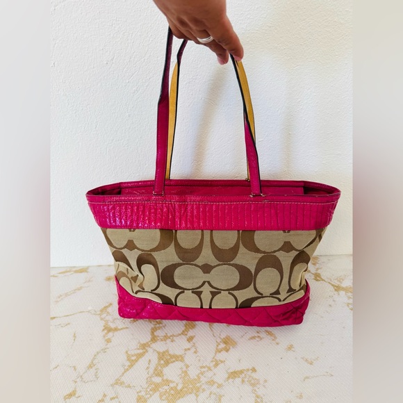 COACH Poppy Pink/Fiusha Tote Bag - Picture 4 of 9